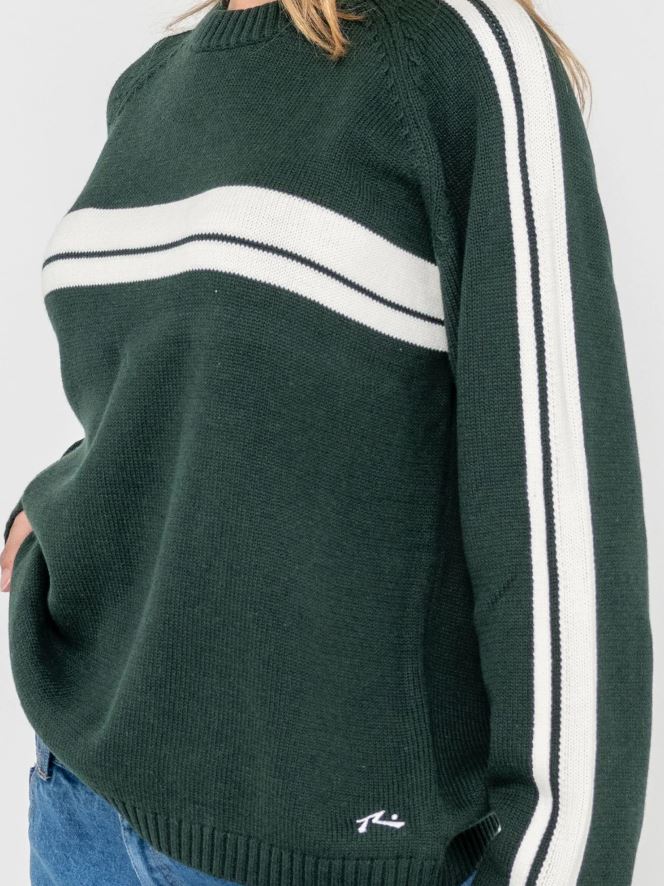 WHITE LINES LONG SLEEVE CREW KNIT