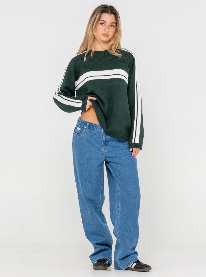 WHITE LINES LONG SLEEVE CREW KNIT