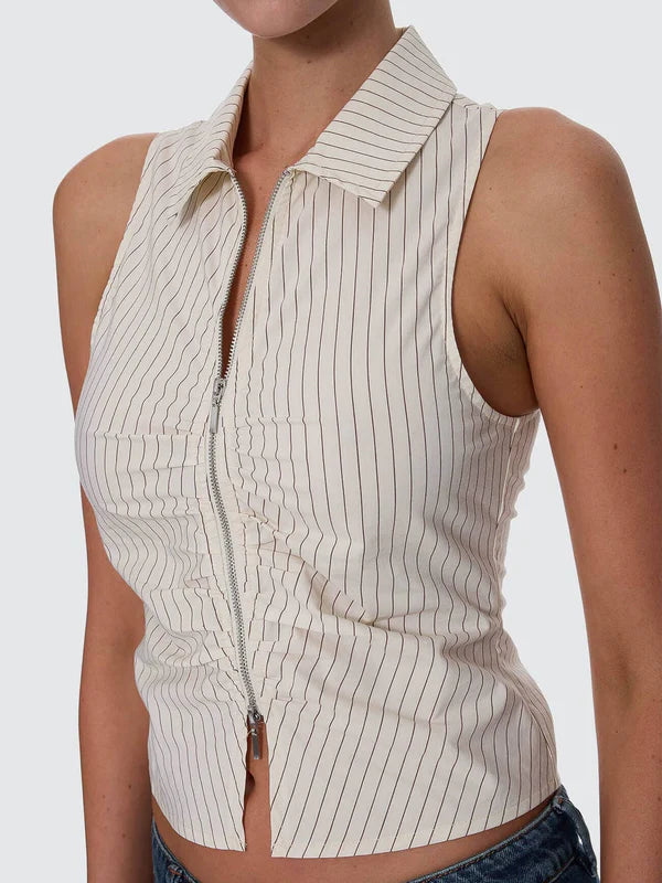 ANDY ZIP SLEEVELESS SHIRT