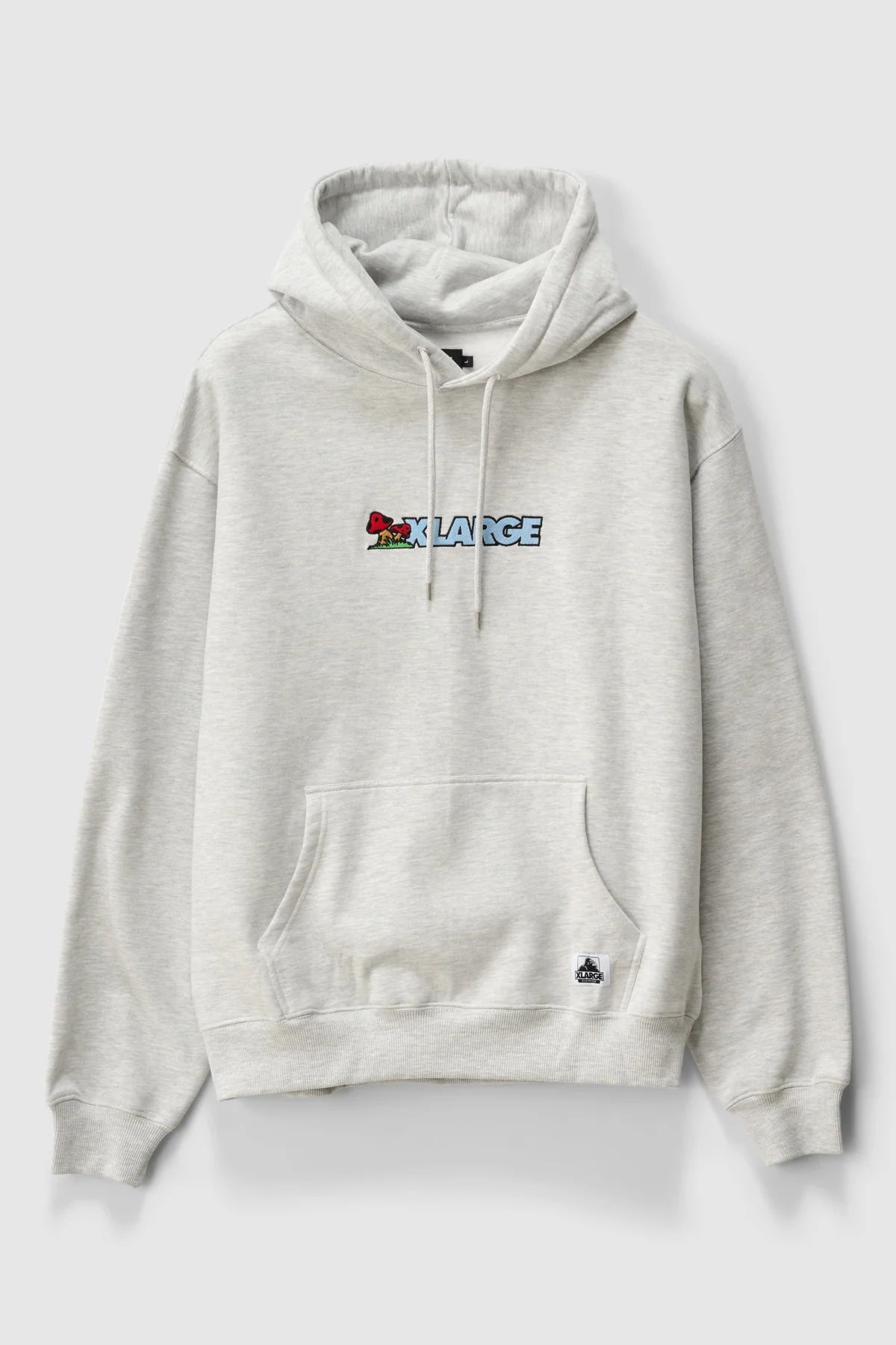 Gray hoodie with a colorful 'XLARGE' logo on a white background