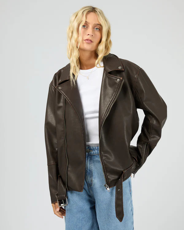 MOSS WASHED BIKER JACKET