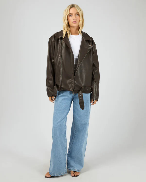 MOSS WASHED BIKER JACKET