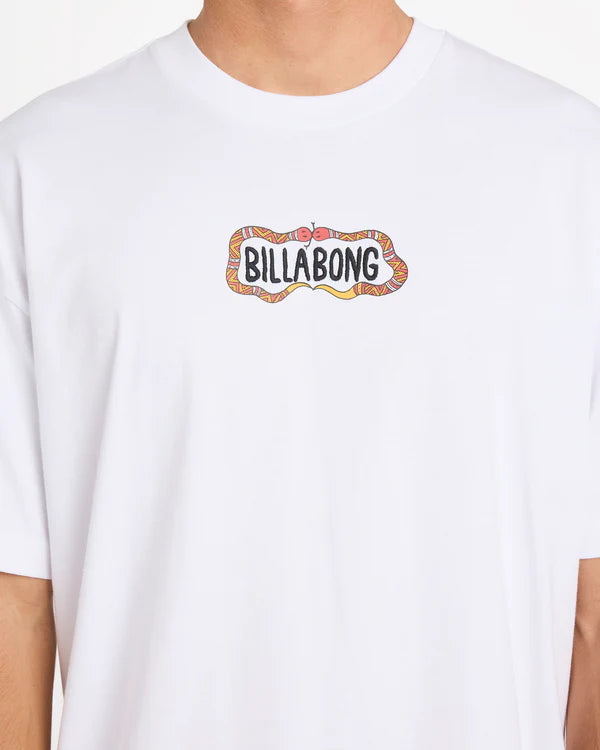 OTIS SNAKE SS white billabong mens short sleeve t-shirt OG fit tee Large front print Otis Carey collection