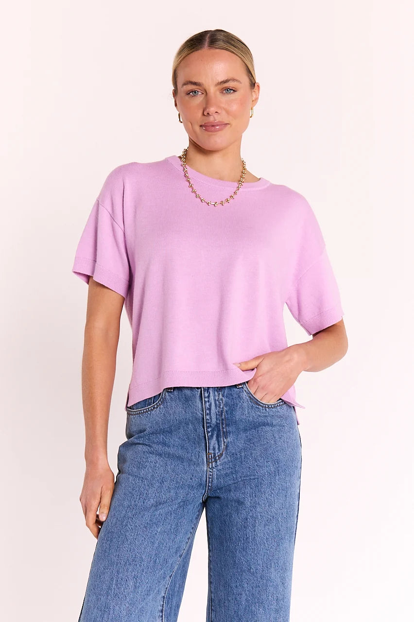lilac ladies short sleeve knit