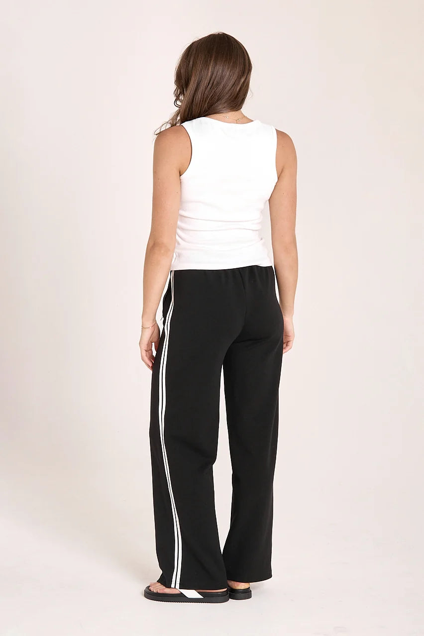 ladies black pant with white stripe