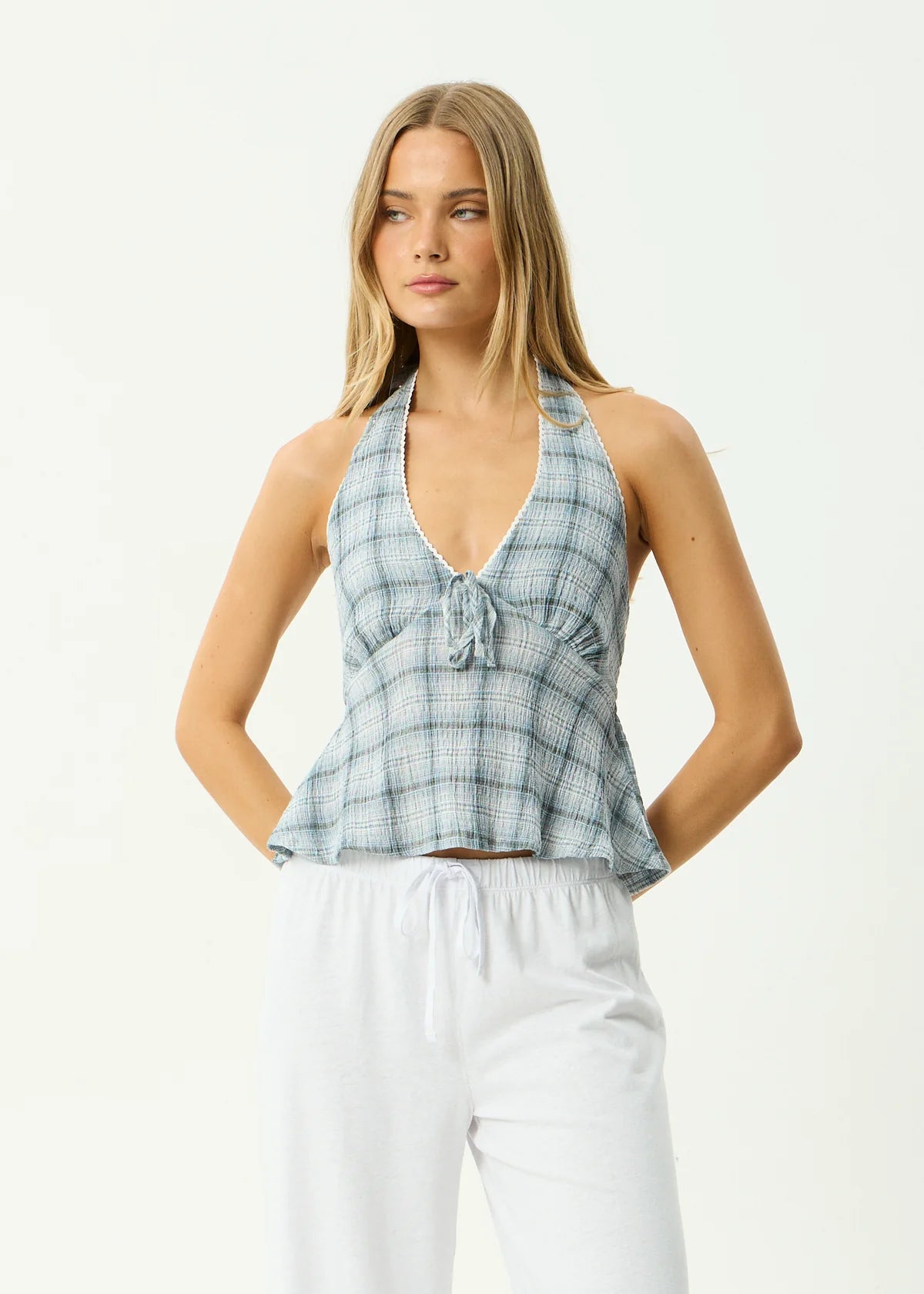 LAGOON SEERSUCKER HALTER TOP