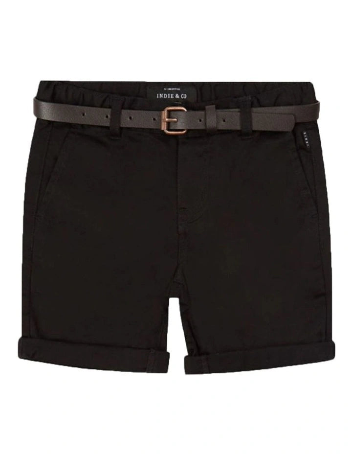chino short black with brown belt