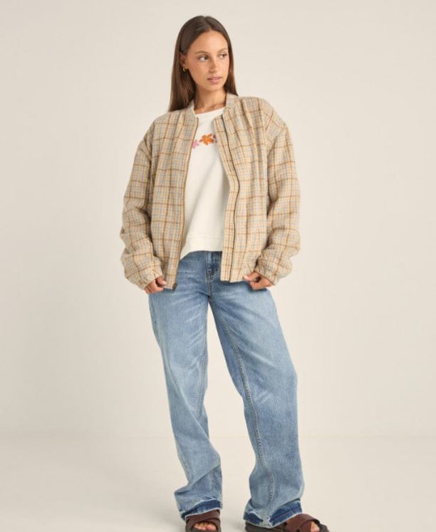LUCA OVERSIZED CHECK BOMBER JACKET