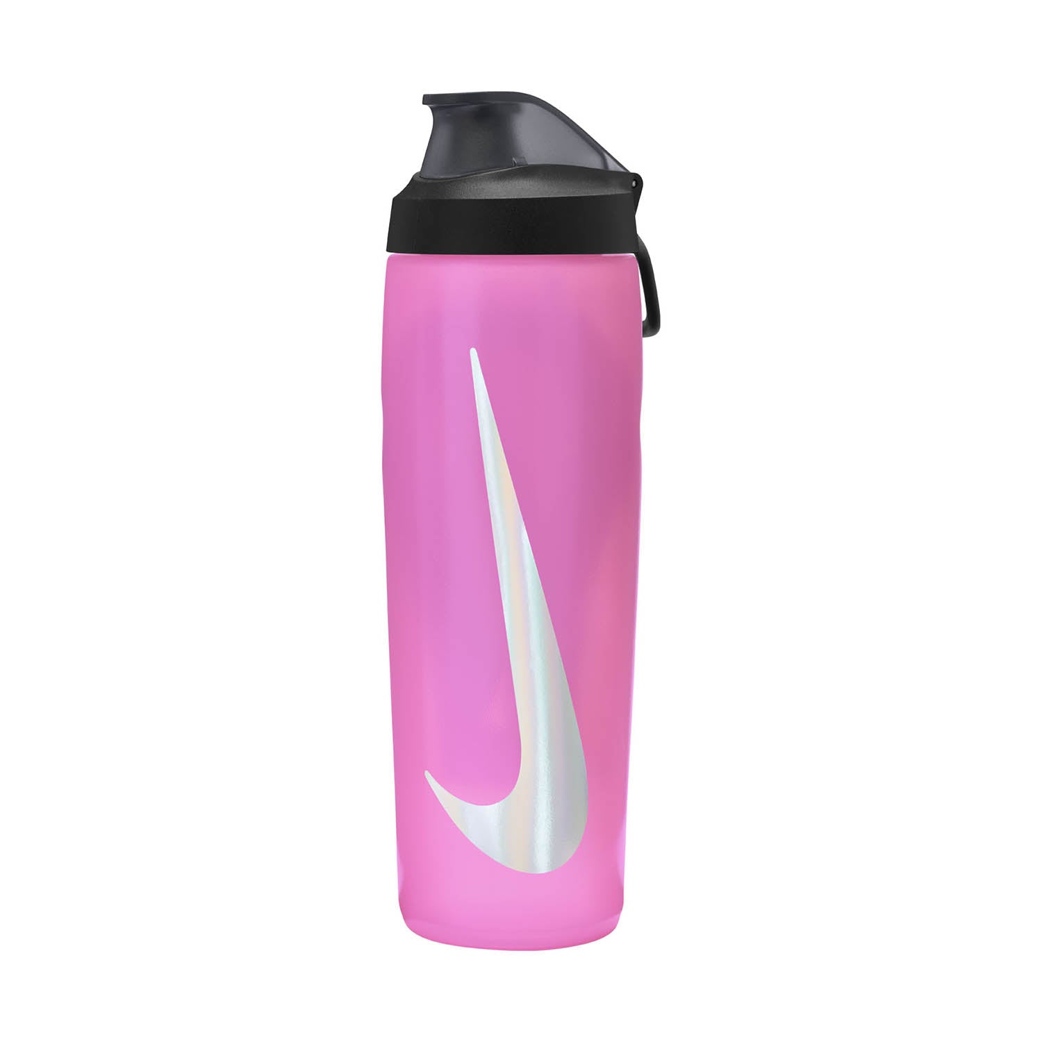 NIKE_DRINK_BOTTLE_REFUEL_LOCKING_BOTTLE_PINK_WITH_BLACK_LID_AND_WHITE_TICK