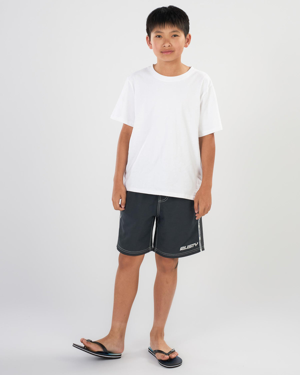 black boys short with white piping