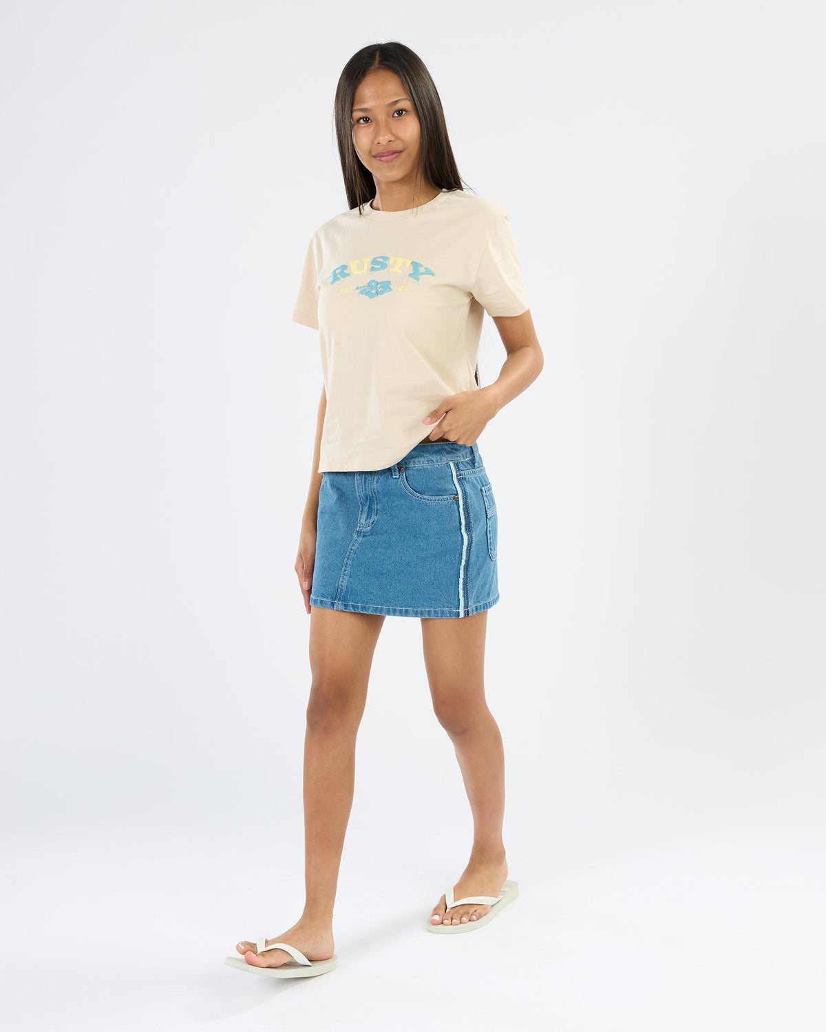 girls denim skirt with piping