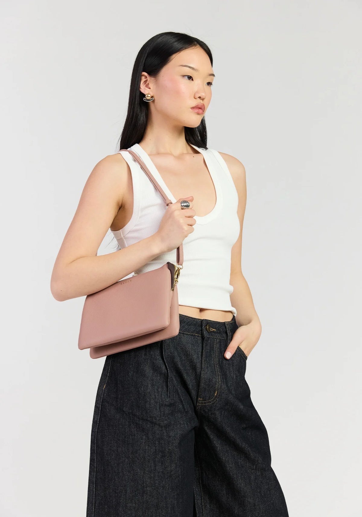saben dusty pink crossbody handbag