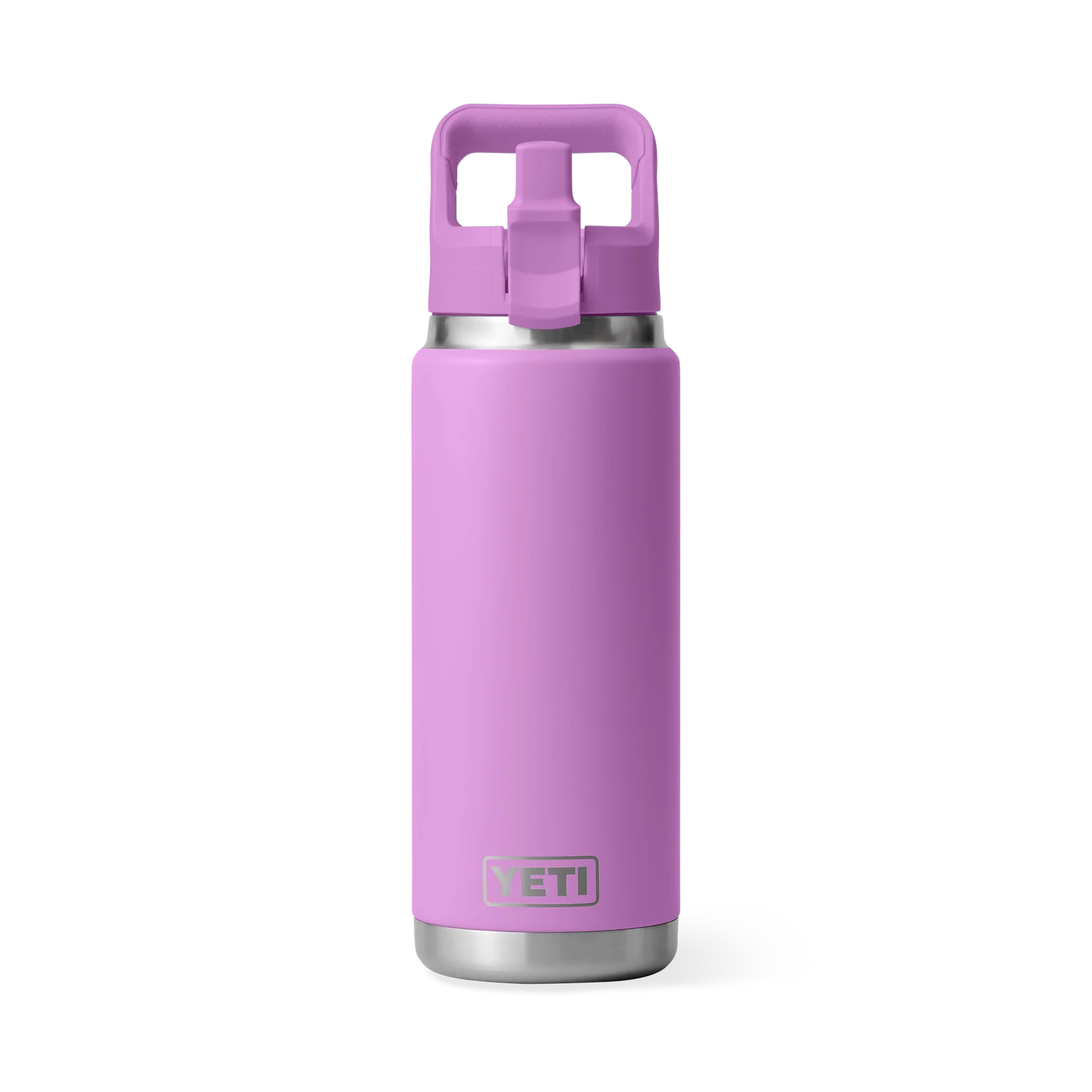 Purple YETI bottle with a straw lid on a white background